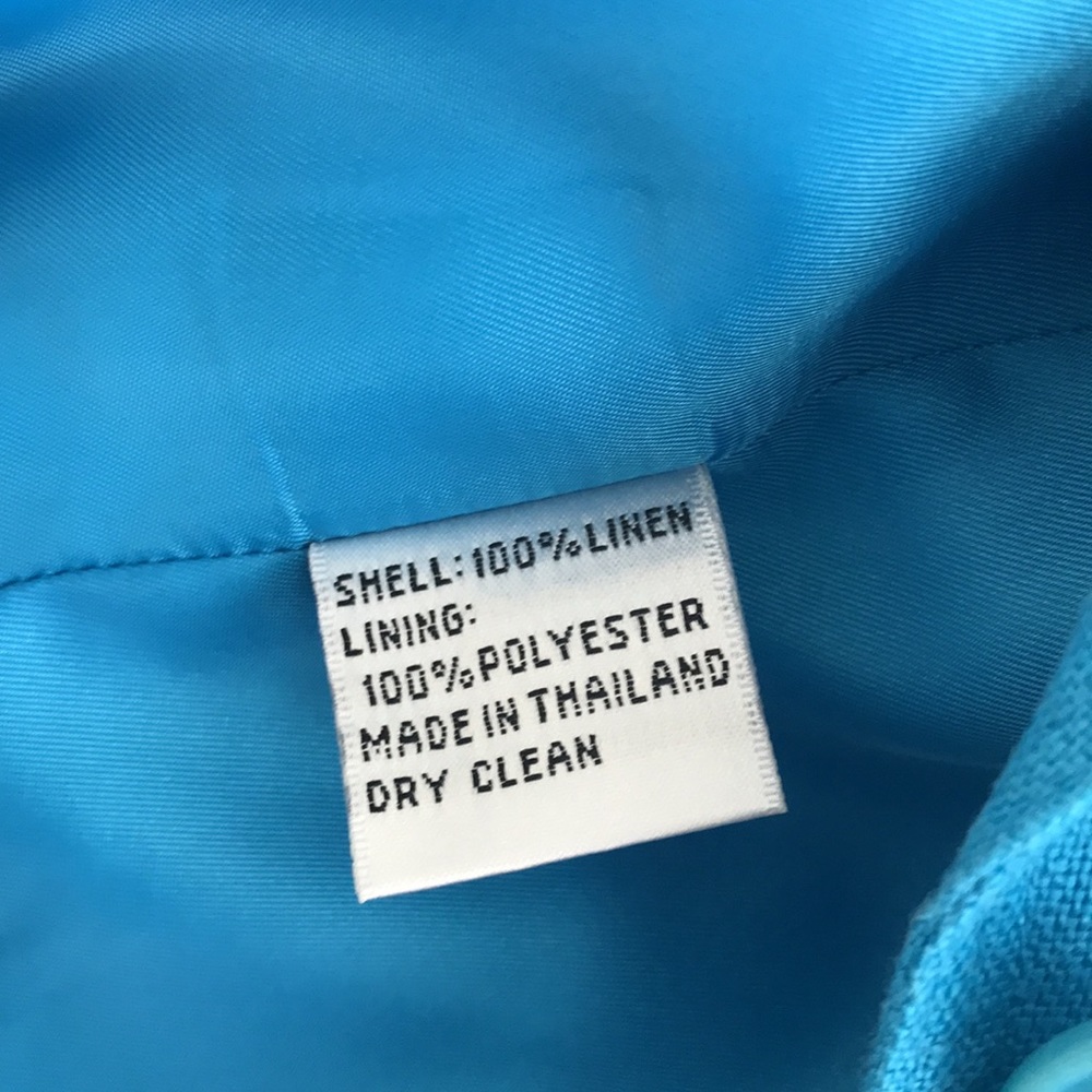 Talbots Petites Irish Linen Blazer Bright Turquoise Size 10 - Picture 6 of 8